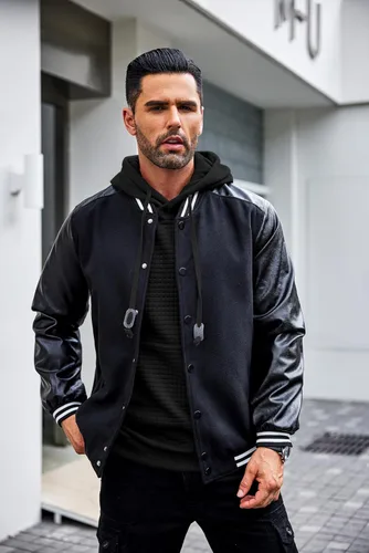 Miniatura 4 de COOFANDY - Sudaderas con capucha para hombre, manga larga, estilo waffle, tejidas, con bolsillo