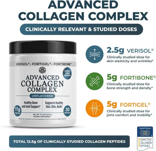 Miniatura 2 de Polvo complejo de colágeno avanzado – VERISOL®, FORTIBONE® y FORTIGEL® para el cabello, la piel, los huesos y las articulaciones – Ingredientes