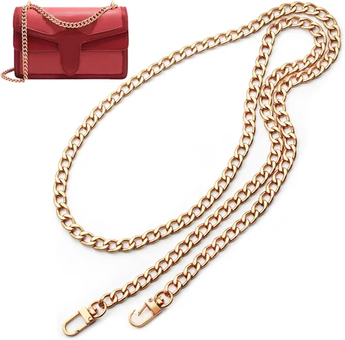 Miniatura 10 de Anvin Correa de cadena plana de 47 pulgadas, cadenas de hierro para bolso de mano, correas de repuesto para bolso de hombro, cadena cruzada