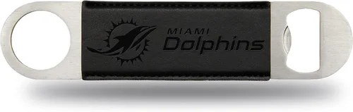 Miniatura 32 de Rico Industries NFL - Hoja de barra grabada con láser de piel sintética, gran accesorio para bebidas para el día del juego