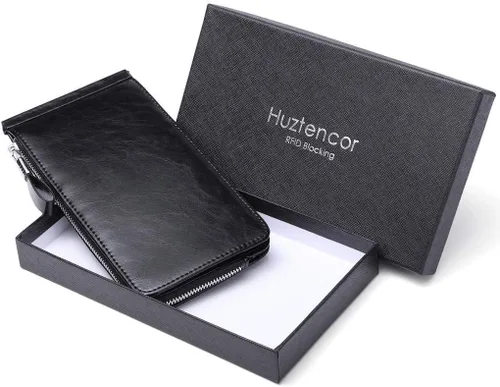 Miniatura 7 de Huztencor cartera de cuero con bolsillo para tarjeta de crédito bloqueo RFID, billetera, funda para tarjetas para mujer