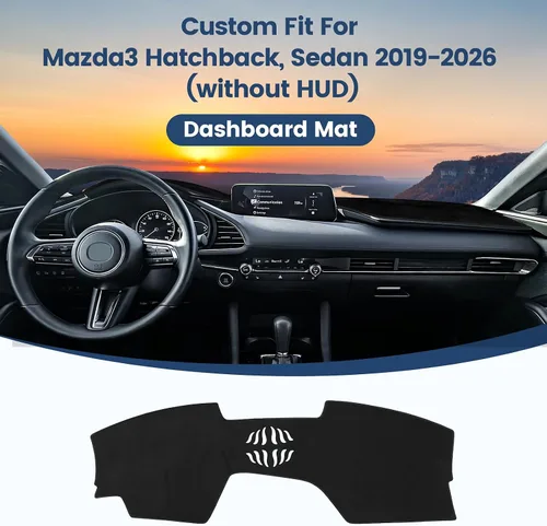 Miniatura 2 de Tapete de cubierta de salpicadero personalizado para Mazda3 Hatchback, Sedan 2019-2024 2025 2026 (sin HUD), protector antideslizante