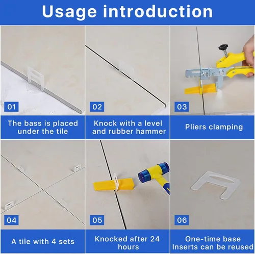 Miniatura 4 de Clips de sistema de nivelación de azulejos, espaciadores, clips niveladores de azulejos, espaciadores niveladores de azulejos, 1000 piezas de 1/8