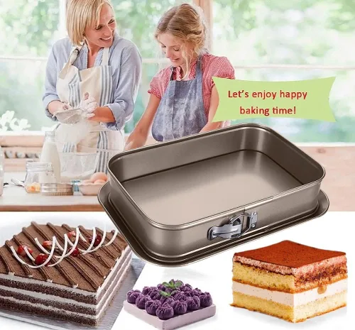 Miniatura 5 de meleg otthon Springform - Molde para tartas de queso, a prueba de fugas, rectangular, antiadherente, parte inferior extraíble, color negro