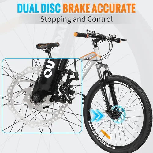 Miniatura 4 de Outroad - Bicicleta de montaña de 26 pulgadas, 7/21 velocidades/acero de alto carbono/marco de grado de aviación, freno de disco dual/V, bicicleta