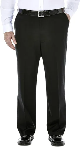 Haggar - Pantalón con parte delantera plana de cintura ampliable de ajuste clásico caqui sin plancha de alta calidad para hombre, tallas regular,