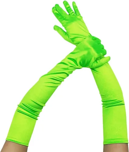 Guantes largos de fiesta de ópera de los años 20, guantes de satén hasta el codo, tela elástica de satén cómoda para disfraces de novia, boda,