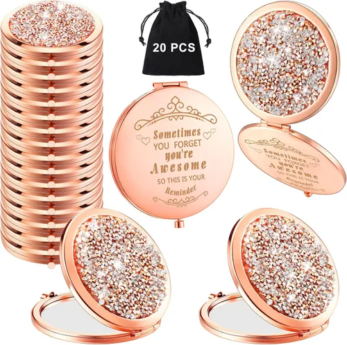 Miniatura 15 de Cindeer 48 piezas de espejo pequeño compacto plegable de bolsillo para maquillaje redondo de mano cosmético con aumento, espejo compacto