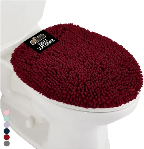 Miniatura 11 de GORILLA GRIP Funda gruesa de espuma viscoelástica para tapa y asiento de inodoro de baño, parte superior de terciopelo suave, lavable a máquina, Azul