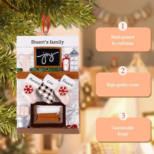 Miniatura 2 de DPDP Adornos de Navidad familiares personalizados 2025 – Calcetines personalizados para árbol de Navidad con nombres, adornos familiares