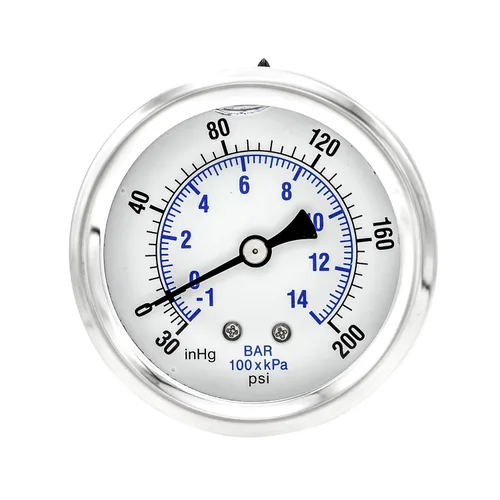 Miniatura 8 de PIC Gauges PRO-204L-254G Medidor de presión industrial relleno de glicerina con brida frontal con carcasa SS, internos de latón, lente de plástico