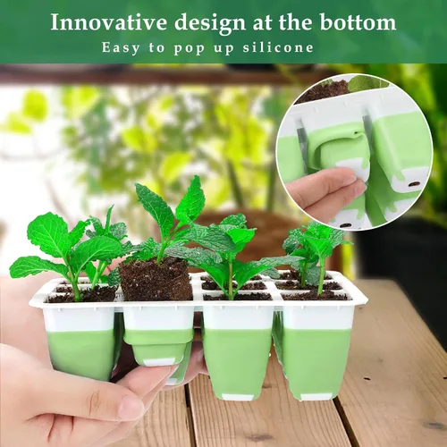 Miniatura 2 de Bandeja Iniciadora de Semillas, Kit Iniciador de Semillas de Interior de 48 Celdas, Bandejas Iniciadoras de Plántulas con Diseño de Silicona