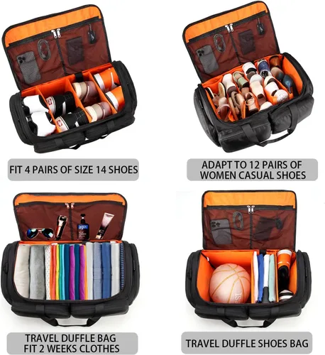 Miniatura 8 de Bolsa de deporte para zapatos de viaje, bolsa de lona para hombres y mujeres, gimnasio, deporte, equipaje, bolsa de transporte, divisor de bolsa