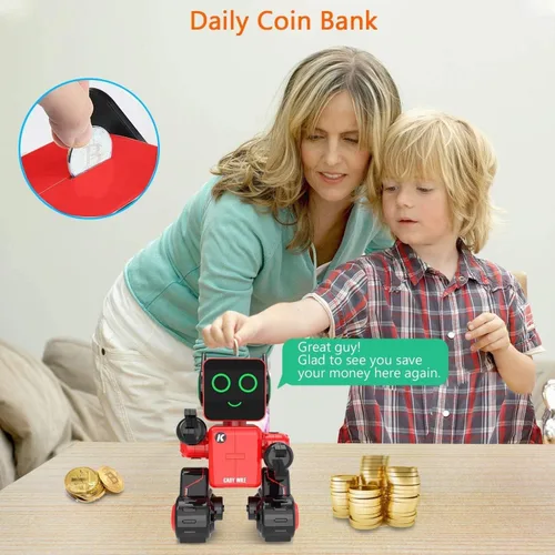 Miniatura 3 de Robots para niños, robot de control remoto, luz LED interactiva inteligente, habla, movimientos de baile, banco de monedas integrado, programable