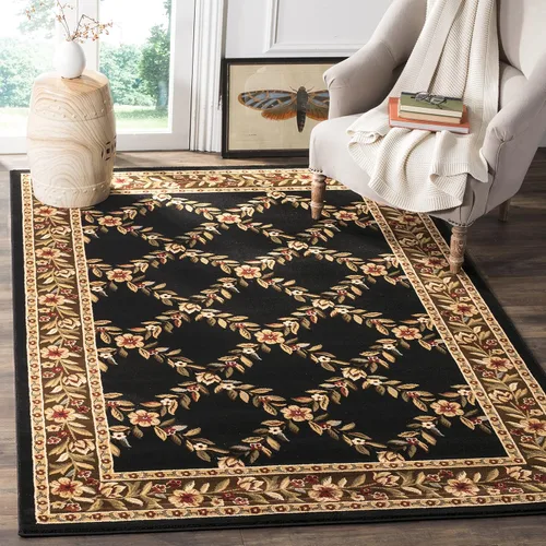Miniatura 11 de SAFAVIEH Lyndhurst Collection - Alfombra de pasillo, 2 pies 3 pulgadas x 8 pies, color negro y marrón, diseño tradicional de enrejado floral,