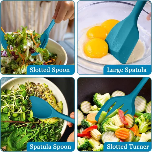 Miniatura 5 de LIANYU Juego de 8 piezas de utensilios de cocina, utensilios de cocina resistentes al calor, herramientas y gadgets de cocina para utensilios de Azul