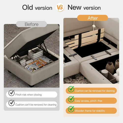Miniatura 4 de Belffin Sofá modular seccional con otomanos, de terciopelo, reversible, con tumbona, cama para dormir, asiento de almacenamiento, gris, MD-S-1