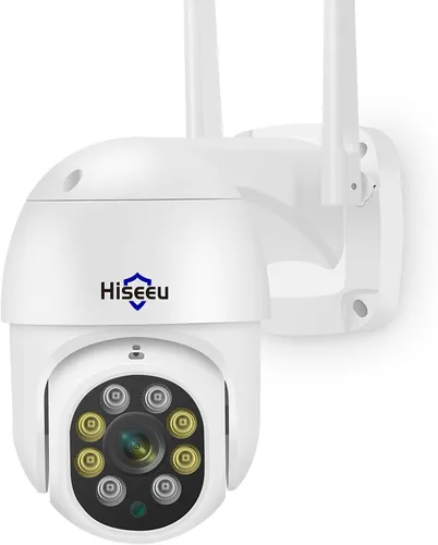 Hiseeu - Cámara de seguridad de 2K para exteriores, con WiFi, zoom digital, inclinación, panorámica de 360°, 3MP y 2.4 G, seguimiento de movimiento,