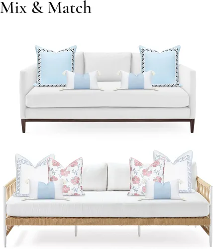 Miniatura 4 de Hofdeco Premium Funda de almohada lumbar para interiores y exteriores, 12 x 20 pulgadas, repelente al agua para patio trasero, sofá, bloque