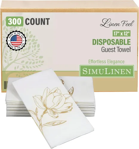 Miniatura 8 de SimuLinen Toallas de mano desechables de jardín azul con flores para baño, toallas para invitados de un solo uso con tacto de lino, papel de seda