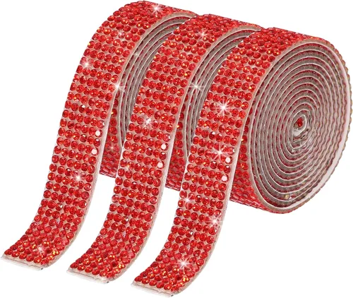 Miniatura 69 de MECCANIXITY 3 rollos de cinta de diamantes de imitación autoadhesiva de 3 yardas y 0.315 in para proyectos de artes y manualidades, pasteles de Beige