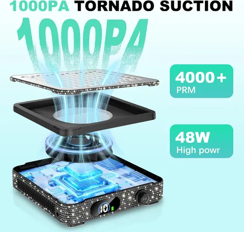 Miniatura 3 de Colector de polvo de uñas Colector de polvo de uñas silencioso de 1000 PA 10 niveles de velocidad Bajo ruido y fuerte succión Filtro