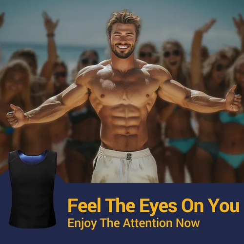 Miniatura 5 de Chaleco de Sudoración para Sauna para Hombre - Entrenador de Cintura de Compresión, Camiseta de Sauna para Entrenamiento en el Gimnasio, Chaleco