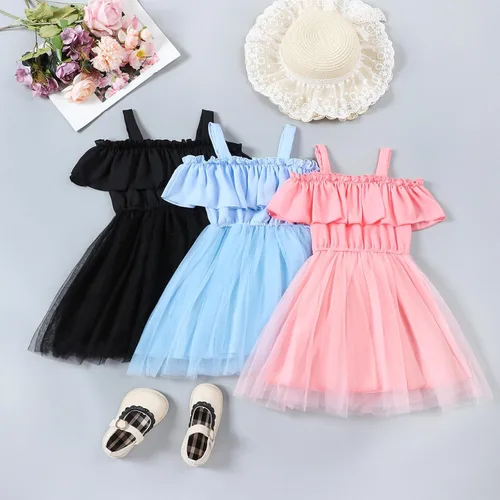Miniatura 3 de VINUOKER Vestido de fiesta de princesa para niñas pequeñas, vestido de primavera y verano, vestido de verano con hombros descubiertos, vestido