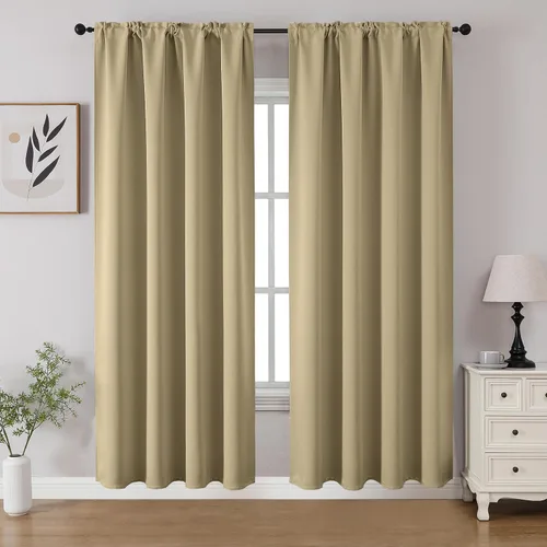 Miniatura 45 de CUCRAF - Cortinas opacas beige de 45 pulgadas, juego de 2 paneles con bolsillo para barra, cortinas para oscurecer dormitorios y sala de estar
