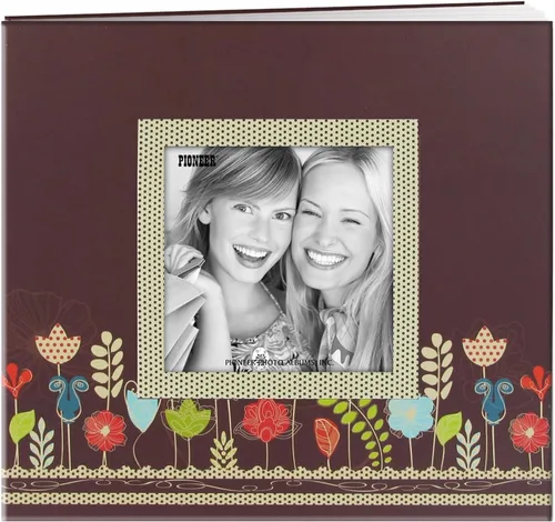 Pioneer Photo Albums 20 páginas de diseño impreso con marco elevado para jardín, álbum de recortes para páginas de 8 x 8 pulgadas, transparente,