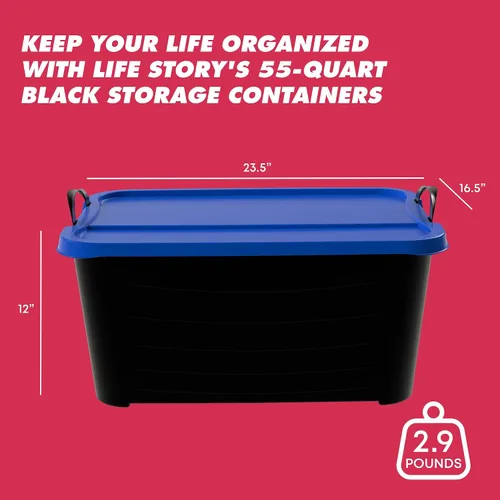 Miniatura 4 de Life Story - Paquete de 6 contenedores apilables de almacenamiento resistentes, organizador para el hogar de 55 cuartos, contenedores versátiles