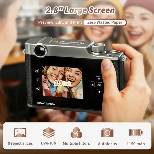Miniatura 2 de Cámara instantánea iDPRT, cámara de impresión instantánea Bluetooth Cámaras de película instantánea Cámara y impresora fotográfica
