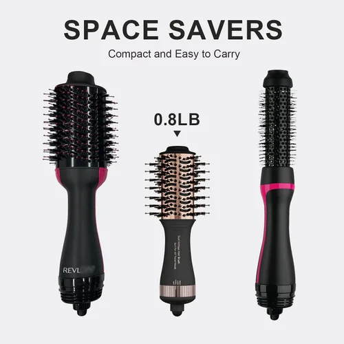 Miniatura 7 de Cepillo secador de pelo de doble voltaje, cepillo secador de pelo de viaje en uno, cepillo de aire caliente de forma ovalada de 2 pulgadas