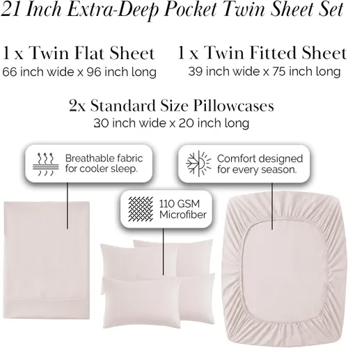 Miniatura 244 de Southshore Fine Living, Inc. Juego de 7 piezas de sábanas King divididas para cama ajustable, juego de sábanas King divididas con bolsillo de 21