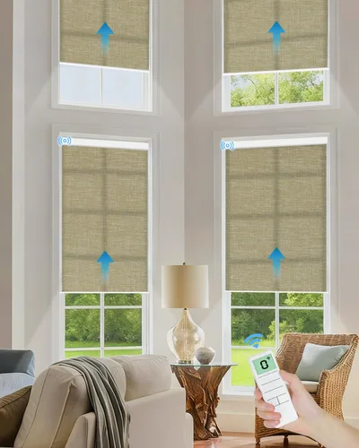 Miniatura 22 de Tokblind Persianas enrollables motorizadas de filtrado de luz con control remoto, persianas inteligentes para ventanas compatibles con Alexa Google