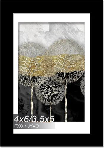 Fxojyvo Marco de Fotos de 4x6, Muestra Foto de 3.5x5 con Paspartú o 4 x 6 Sin Paspartú, Liviano y de Alta Transparencia Marco de 4 por 6 para Pared