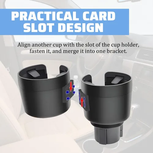 Miniatura 4 de Expansor de portavasos doble para automóvil, adaptador multifuncional 2 en 1 para portavasos de vehículo con base ajustable, organizador extensor