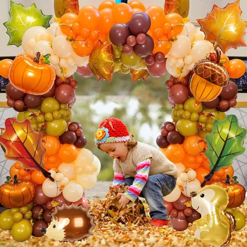 Miniatura 4 de Kit de guirnalda de arco de globos de otoño para decoraciones de Acción de Gracias, 143 piezas de decoraciones de fiesta de Acción de Gracias