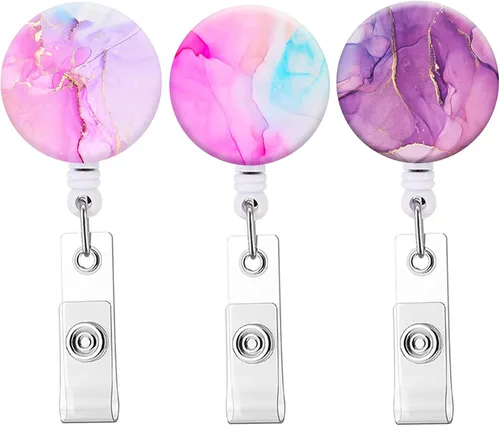 Miniatura 13 de Carrete retráctil para insignias, carretes de insignia de enfermera con clip de cocodrilo, clip decorativo con nombre en portatarjetas de Paquete