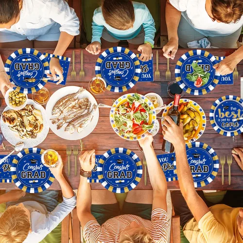 Miniatura 7 de Juego de 24 platos para fiesta de graduación y servilletas, suministros de felicitaciones para la clase de 2026, vajilla desechable, regalos