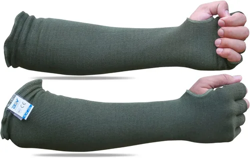 BSV Kevlar - Mangas de protección de brazo resistentes a arañazos, mordeduras y calor con apertura para los dedos, unisex, 18 pulgadas, 1 par Verde