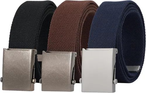 Miniatura 10 de JASGOOD 3 Pack Unisex-Adult Military Web Belt Canvas Web Belt for Men Adjustable Cloth Fabric Belt with Metal Buckle