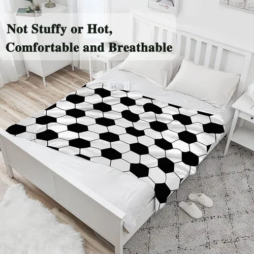 Miniatura 2 de Manta de fútbol de 50 x 60 pulgadas, manta de franela de regalo para niños, adorable manta de cama para niños, manta de franela súper suave