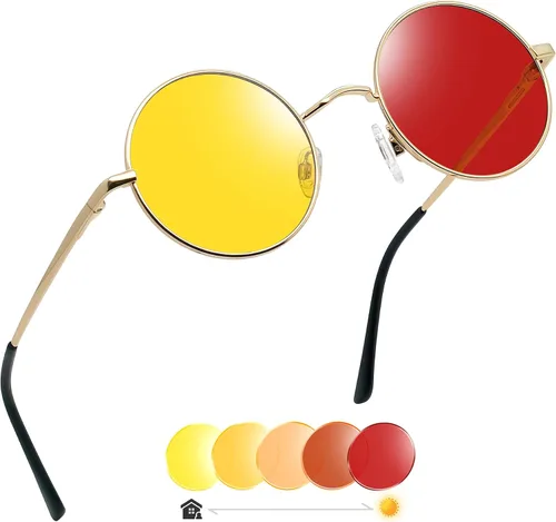 Miniatura 22 de Joopin - Anteojos de sol retro pequeños redondos hippie con círculo polarizado, protección UV400, metal, para hombres y mujeres