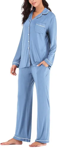 Miniatura 3 de Aamikast - Conjunto de pijama de manga larga con botones para mujer, ropa de dormir suave, conjuntos de descanso