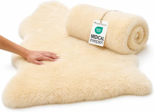 Desert Breeze Distributing Minidoka - Base médica de piel de oveja, tamaño grande, forma natural de 41 pulgadas de longitud, piel de cordero merino