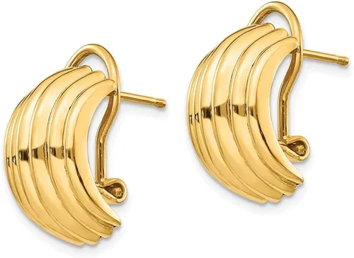 Miniatura 2 de 14k pulido lujo Omega Post pendientes 0.748in 0.374in estilo H577
