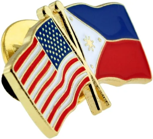 Miniatura 134 de PinMart Pin de solapa esmaltado con bandera de la amistad cruzada de Estados Unidos y el mundo