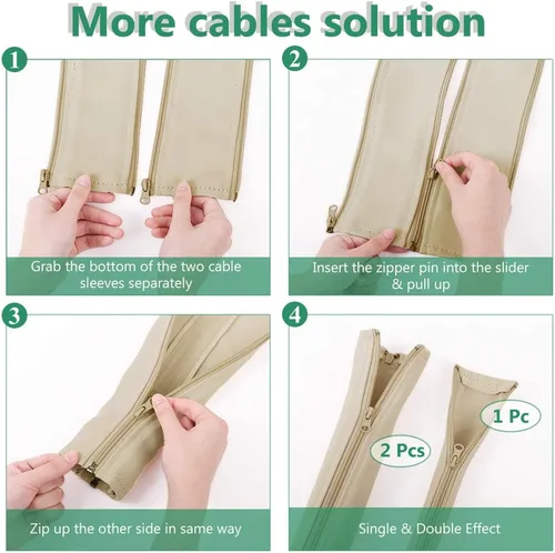 Miniatura 4 de StangH Organizador de mangas para organizar cables, 19 pulgadas, para el hogar y la oficina, con cremallera, organizador de cables, envoltura