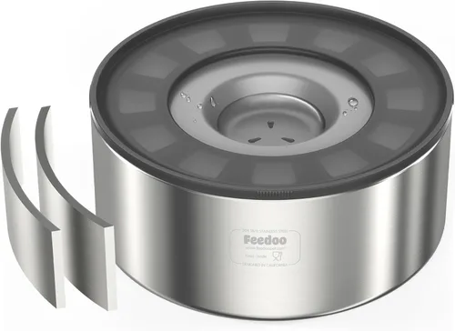 Cuenco de agua antiderrames para perros, de acero inoxidable de doble pared con tapa a prueba de salpicaduras y disco flotante, base antideslizante,